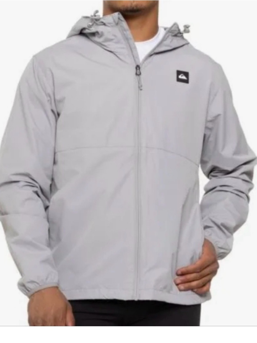 Quiksilver Men’s Light Gray Hooded Windbreaker Jacket - Packable - XL